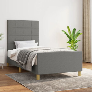 vidaXL Bedframe zonder matras 90x200 cm stof donkergrijs