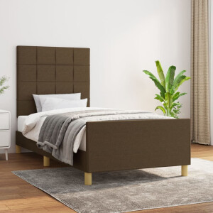 vidaXL Bedframe zonder matras 100x200 cm stof donkerbruin