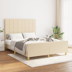 vidaXL Bedframe zonder matras stof crèmekleurig 140x190 cm
