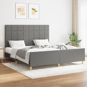 vidaXL Bedframe zonder matras stof donkergrijs 160x200 cm