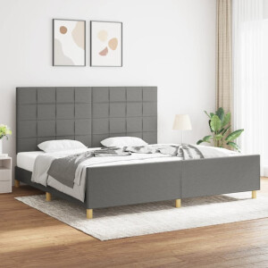vidaXL Bedframe zonder matras stof donkergrijs 200x200 cm
