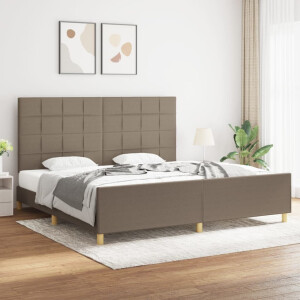 vidaXL Bedframe zonder matras stof taupe 200x200 cm
