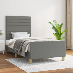 vidaXL Bedframe zonder matras 90x190 cm stof donkergrijs
