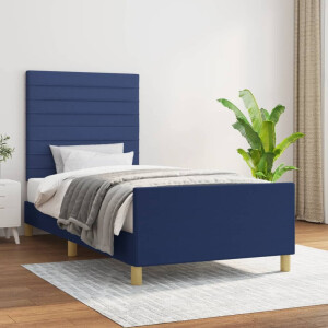 vidaXL Bedframe zonder matras 90x190 cm stof blauw
