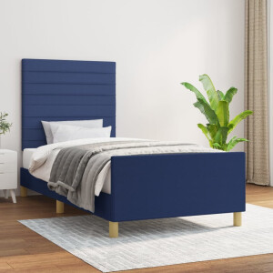 vidaXL Bedframe zonder matras 90x200 cm stof blauw