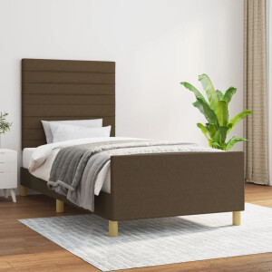 vidaXL Bedframe zonder matras 100x200 cm stof donkerbruin