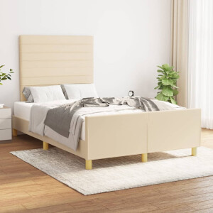 vidaXL Bedframe zonder matras 120x200 cm stof crèmekleurig
