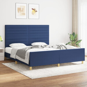 vidaXL Bedframe zonder matras stof blauw 180x200 cm
