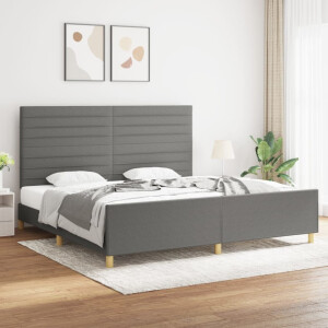 vidaXL Bedframe zonder matras stof donkergrijs 200x200 cm