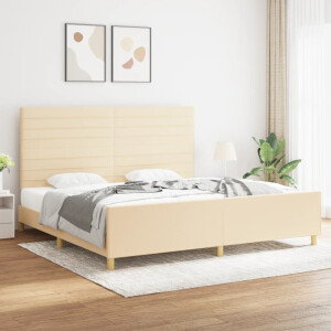 vidaXL Bedframe zonder matras stof crèmekleurig 200x200 cm