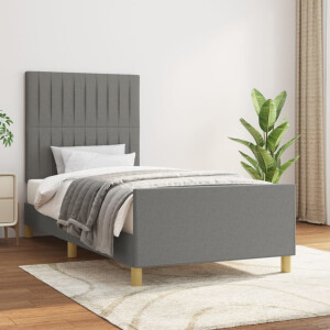 vidaXL Bedframe zonder matras 80x200 cm stof donkergrijs