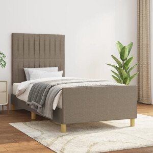 vidaXL Bedframe zonder matras 90x200 cm stof taupe