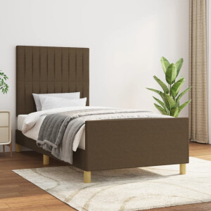 vidaXL Bedframe zonder matras 100x200 cm stof donkerbruin