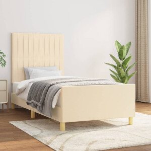 vidaXL Bedframe zonder matras 100x200 cm stof crèmekleurig