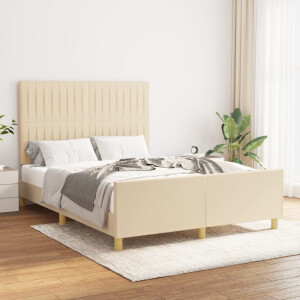 vidaXL Bedframe zonder matras stof crèmekleurig 140x200 cm