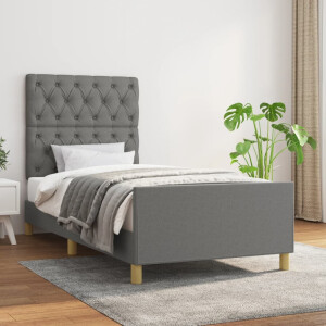 vidaXL Bedframe zonder matras 80x200 cm stof donkergrijs