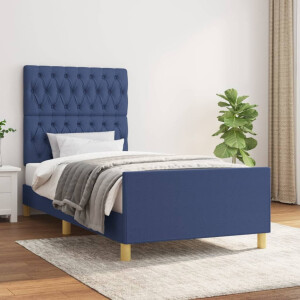 vidaXL Bedframe zonder matras 90x190 cm stof blauw