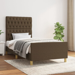 vidaXL Bedframe zonder matras 90x200 cm stof donkerbruin