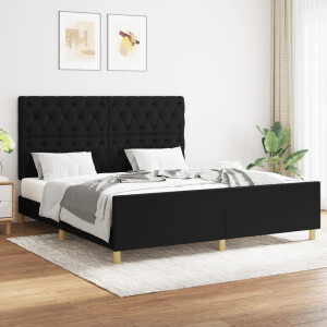 vidaXL Bedframe zonder matras stof zwart 160x200 cm