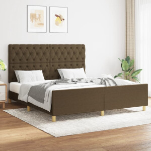 vidaXL Bedframe zonder matras stof donkerbruin 160x200 cm