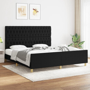 vidaXL Bedframe zonder matras stof zwart 180x200 cm