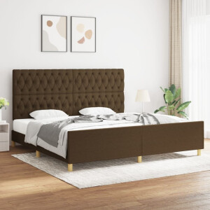 vidaXL Bedframe met hoofdeinde stof donkerbruin 200x200 cm