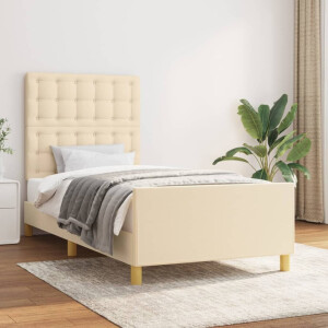 vidaXL Bedframe met hoofdeinde stof crèmekleurig 80x200 cm