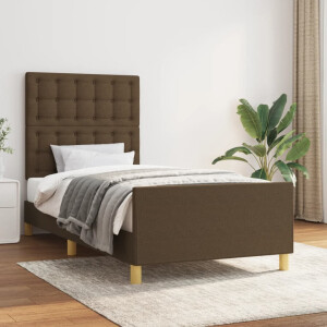 vidaXL Bedframe zonder matras 90x200 cm stof donkerbruin