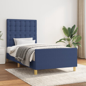 vidaXL Bedframe zonder matras 90x200 cm stof blauw