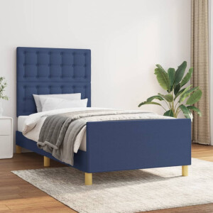vidaXL Bedframe zonder matras 100x200 cm stof blauw