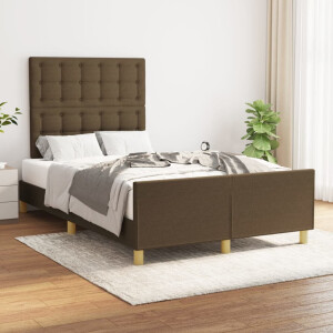 vidaXL Bedframe zonder matras 120x200 cm stof donkerbruin