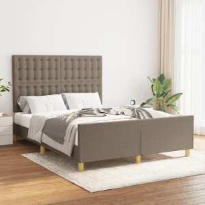 vidaXL Bedframe zonder matras stof taupe 140x200 cm
