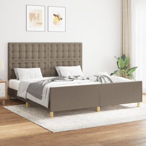vidaXL Bedframe zonder matras stof taupe 160x200 cm