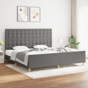 vidaXL Bedframe zonder matras stof donkergrijs 200x200 cm