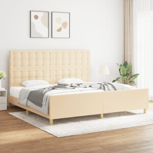 vidaXL Bedframe zonder matras stof crèmekleurig 200x200 cm