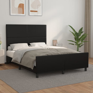 vidaXL Bedframe met hoofdeind kunstleer zwart 140x190 cm