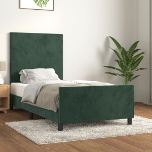 vidaXL Bedframe zonder matras 100x200 cm fluweel donkergroen