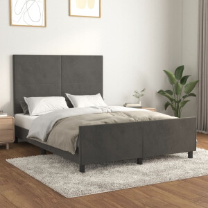 vidaXL Bedframe zonder matras 140x190 cm fluweel donkergrijs