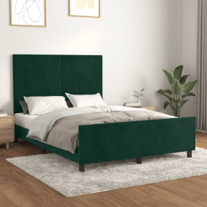 vidaXL Bedframe zonder matras 140x190 cm fluweel donkergroen
