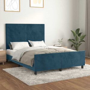 vidaXL Bedframe zonder matras 140x190 cm fluweel donkerblauw