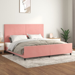 vidaXL Bedframe met hoofdeinde fluweel roze 200x200 cm