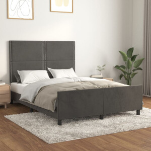 vidaXL Bedframe zonder matras 140x200 cm fluweel donkergrijs