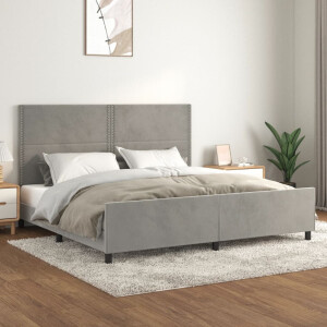 vidaXL Bedframe zonder matras 200x200 cm fluweel lichtgrijs