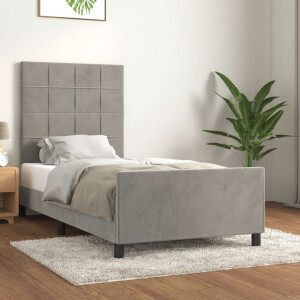 vidaXL Bedframe zonder matras 90x200 cm fluweel lichtgrijs