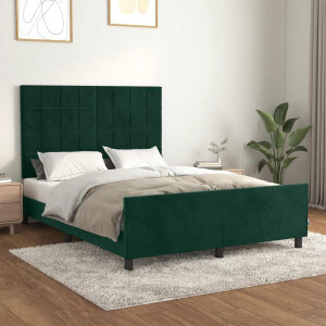 vidaXL Bedframe zonder matras 140x200 cm fluweel donkergroen