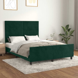 vidaXL Bedframe zonder matras 140x190 cm fluweel donkergroen