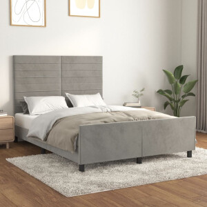 vidaXL Bedframe zonder matras 140x200 cm fluweel lichtgrijs