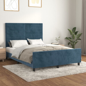 vidaXL Bedframe zonder matras 140x200 cm fluweel donkerblauw