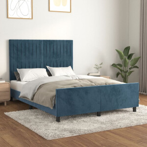 vidaXL Bedframe zonder matras 140x200 cm fluweel donkerblauw