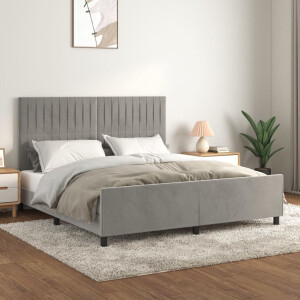 vidaXL Bedframe zonder matras 160x200 cm fluweel lichtgrijs